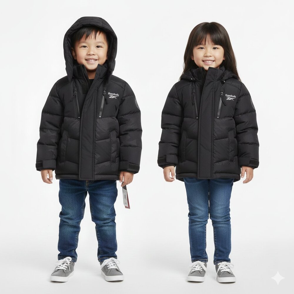 Reebok 3T Puffer Jacket Heavyweight Water Resistant Hooded  1896 msrp $80